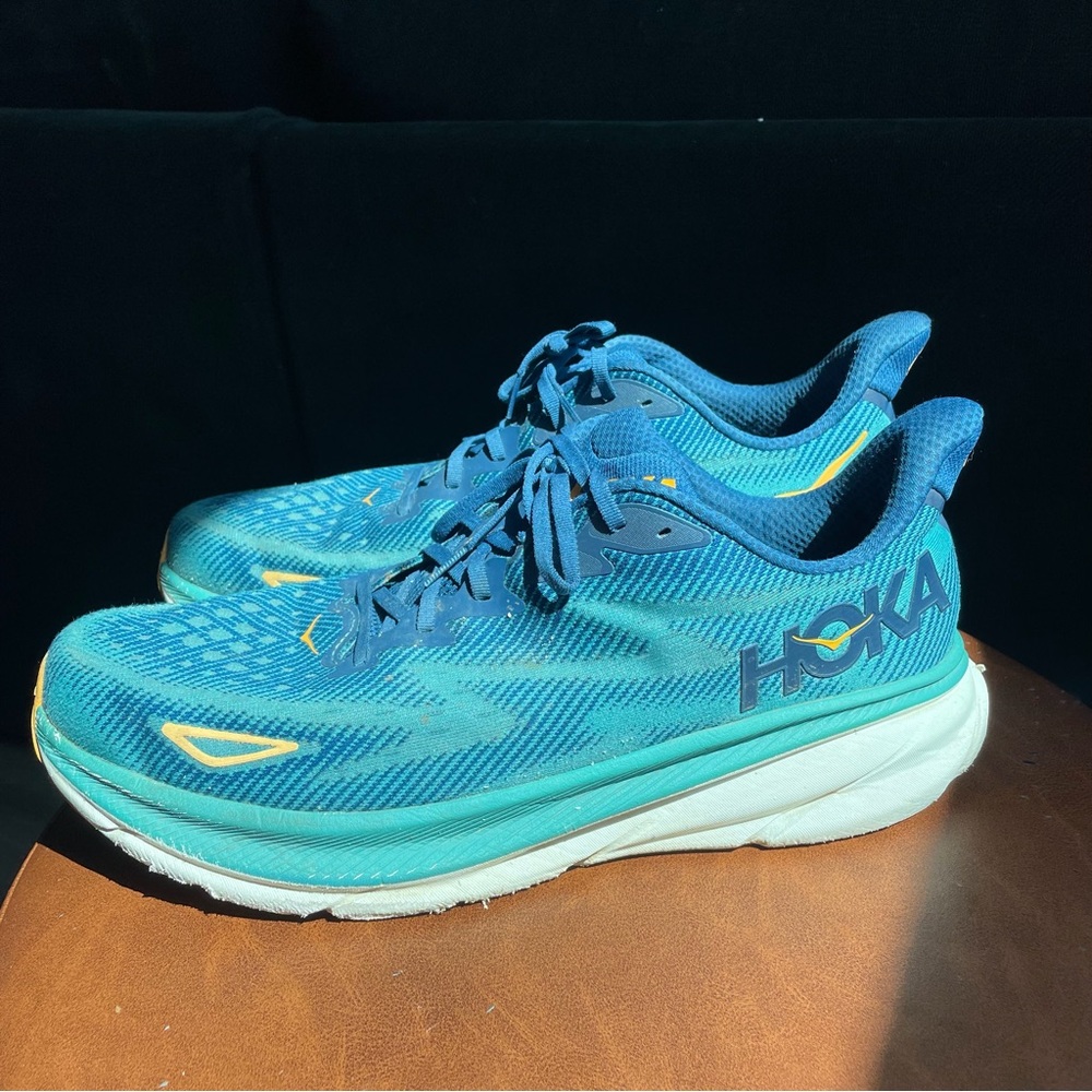 Hoka Men's Clifton 9 Sneaker Blue/Green Running Training Men’s Size 16D